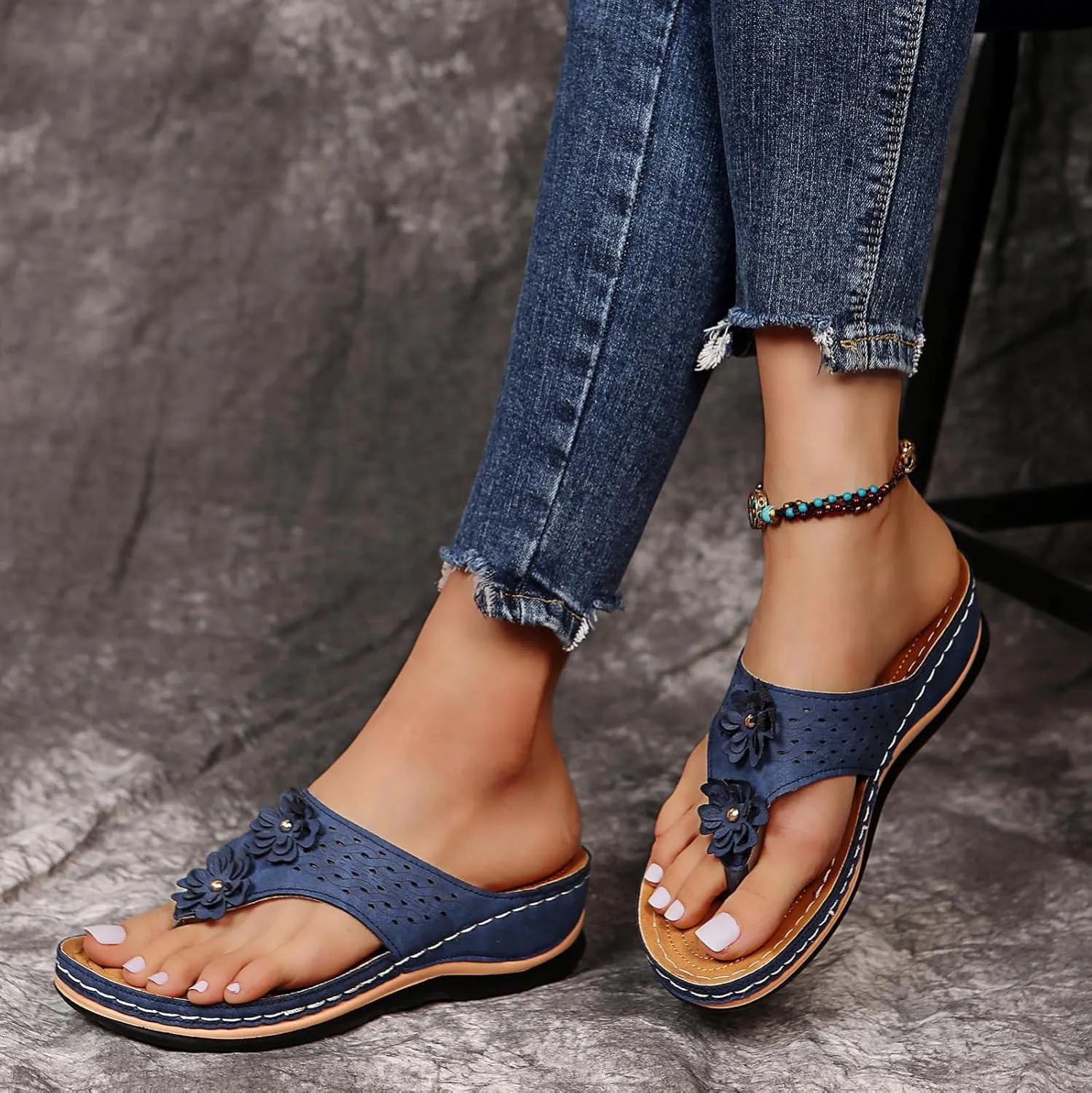 Eduavar Wedge Sandals for Women, Wedge Sandals for Women Comfy Platform Sandals Open Toe Slippers Treavl Sandals