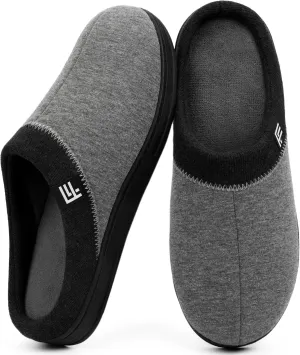 FamilyFairy Men's Memory Foam House Slippers Warm Slip-On Bedroom Shoes