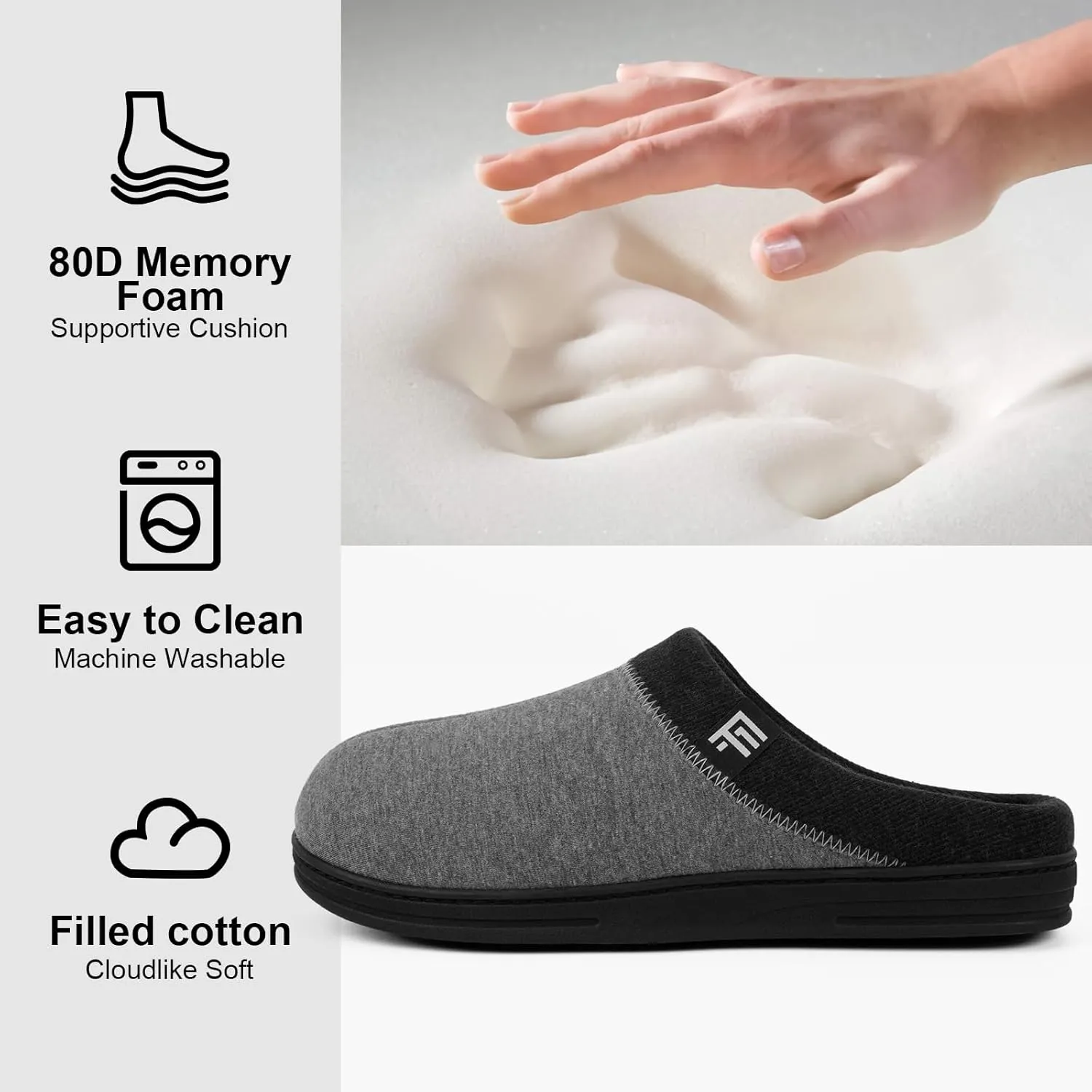 FamilyFairy Men's Memory Foam House Slippers Warm Slip-On Bedroom Shoes