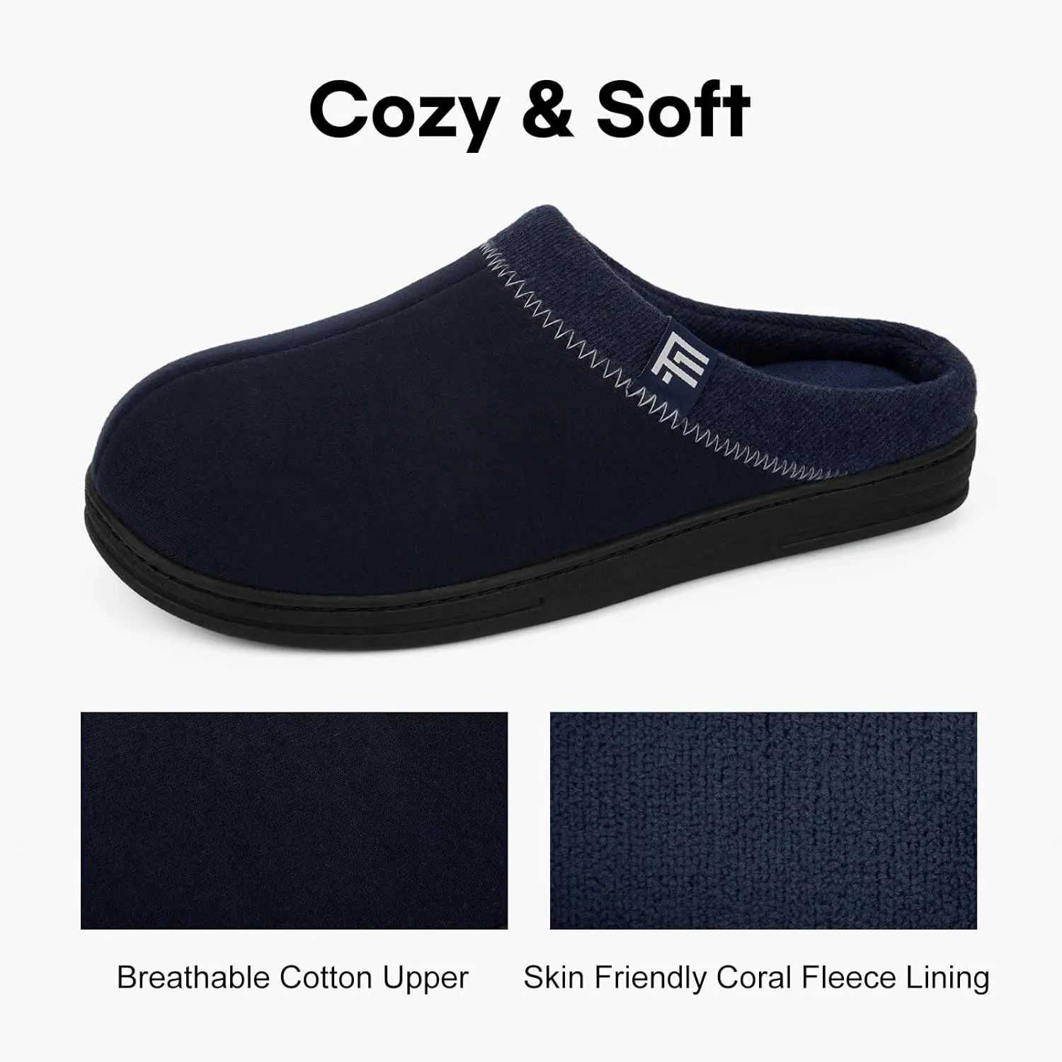 FamilyFairy Men's Memory Foam House Slippers Warm Slip-On Bedroom Shoes