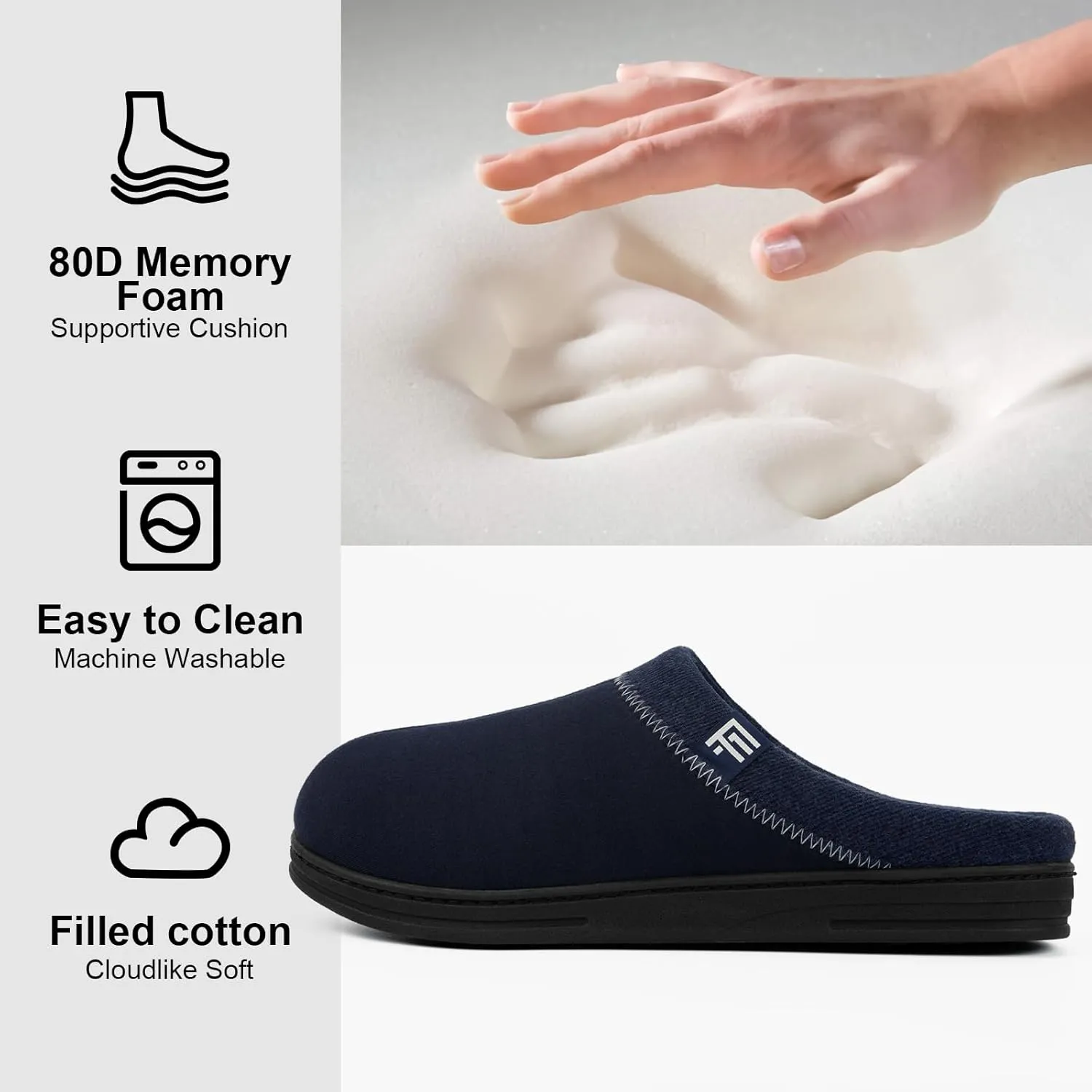 FamilyFairy Men's Memory Foam House Slippers Warm Slip-On Bedroom Shoes