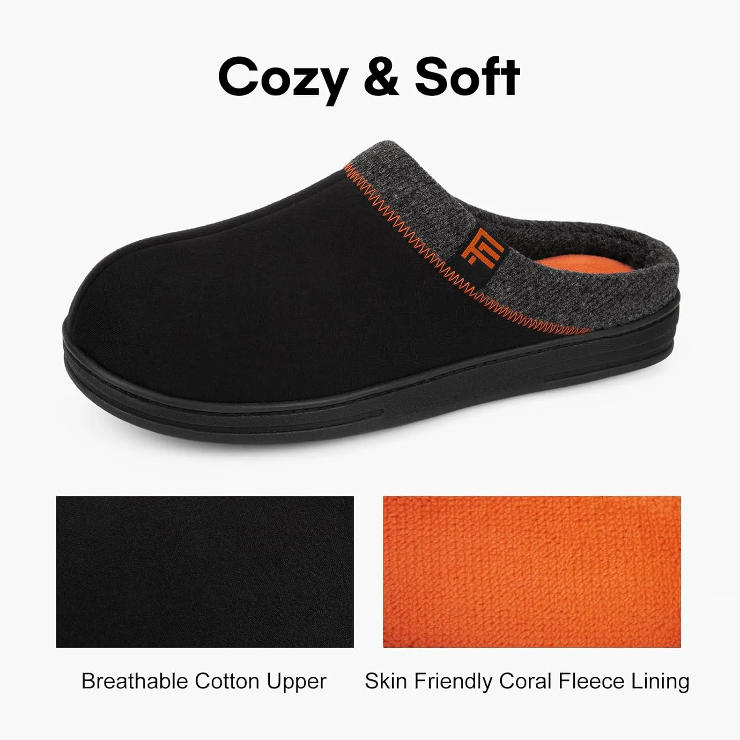 FamilyFairy Men's Memory Foam House Slippers Warm Slip-On Bedroom Shoes