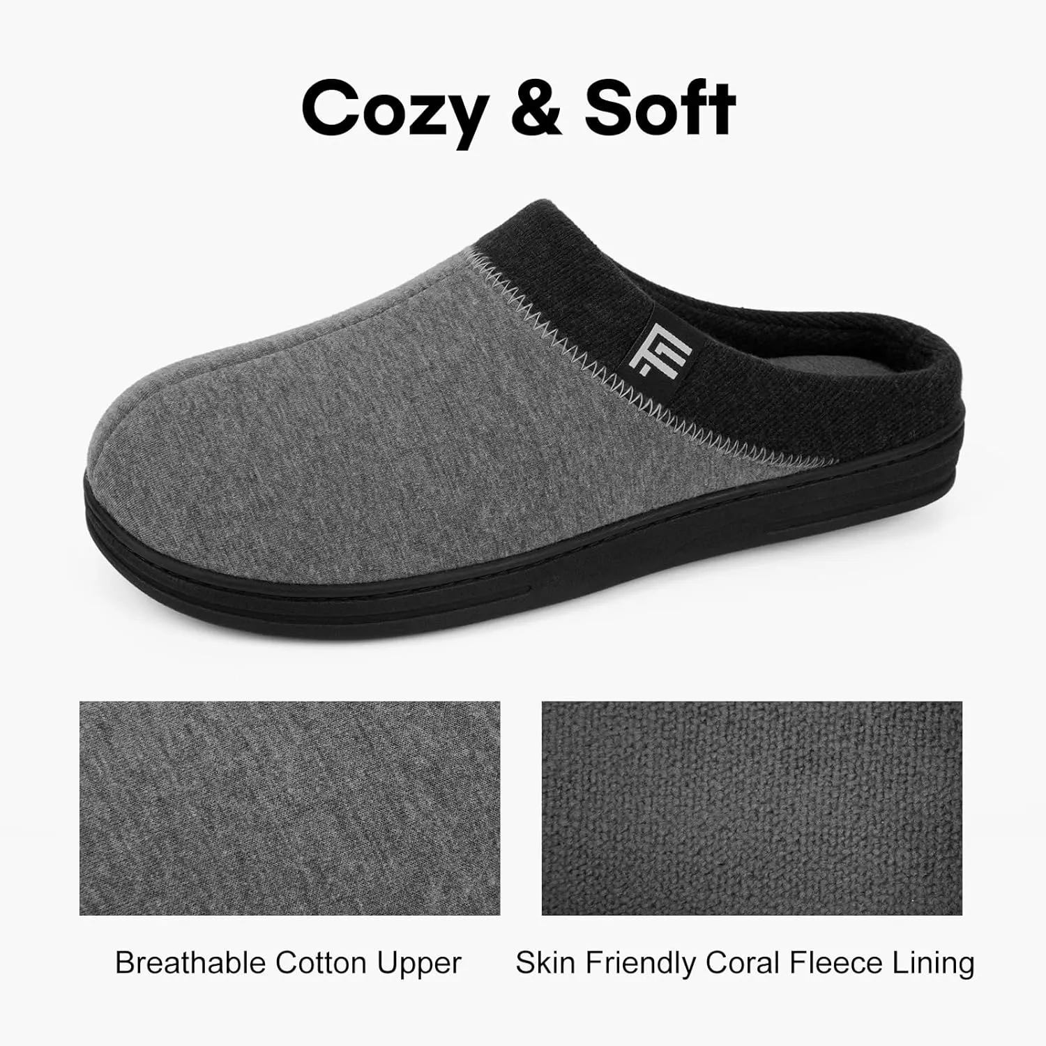FamilyFairy Men's Memory Foam House Slippers Warm Slip-On Bedroom Shoes
