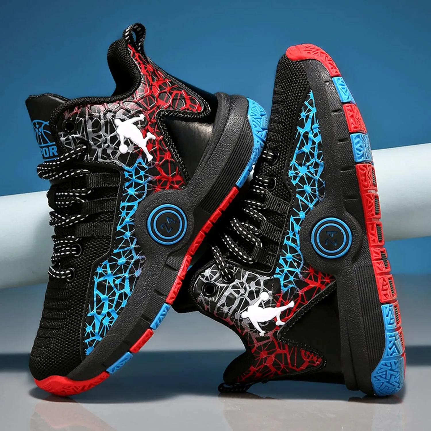 Fashion Anti Slip Wear Resistant High top Children's Sports Basketball Shoe