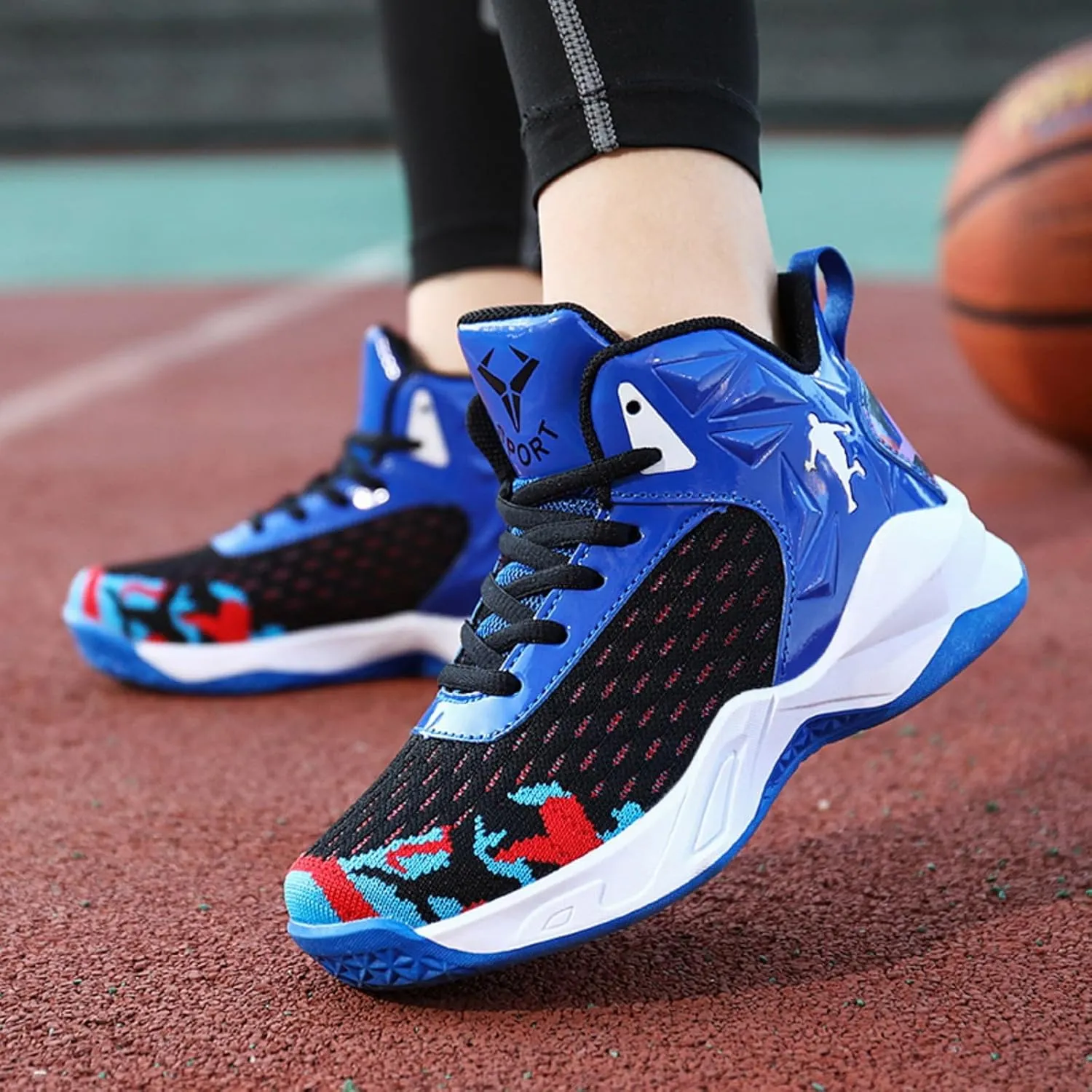 Fashion Anti Slip Wear Resistant High top Children's Sports Basketball Shoe
