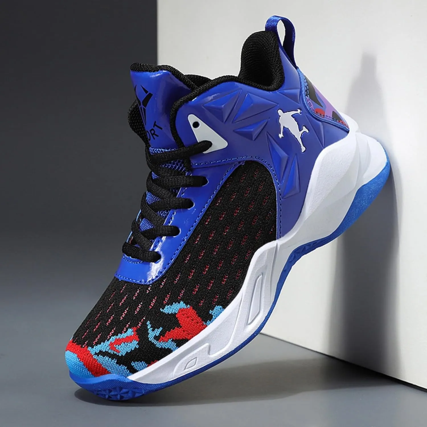 Fashion Anti Slip Wear Resistant High top Children's Sports Basketball Shoe