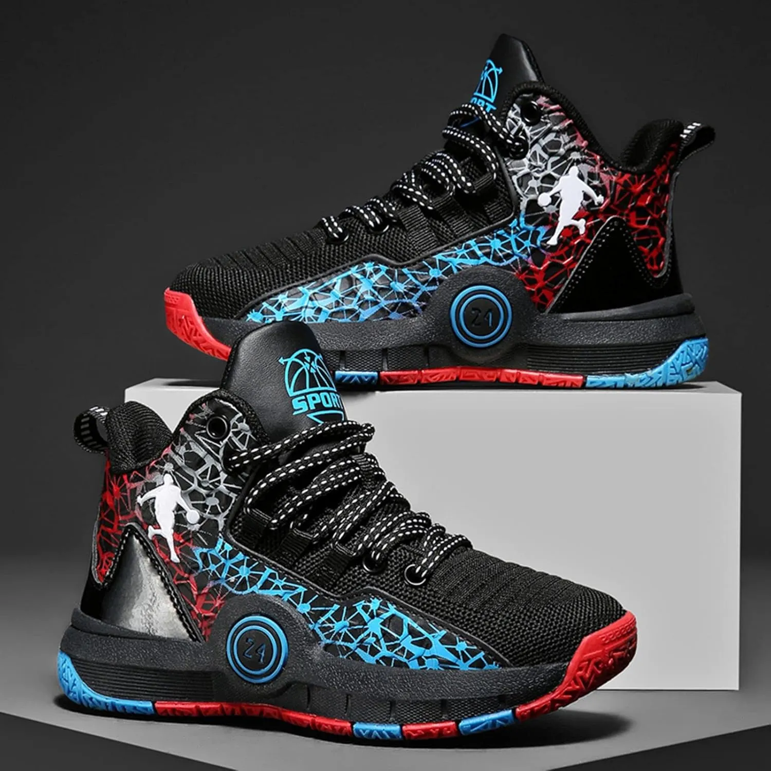 Fashion Anti Slip Wear Resistant High top Children's Sports Basketball Shoe
