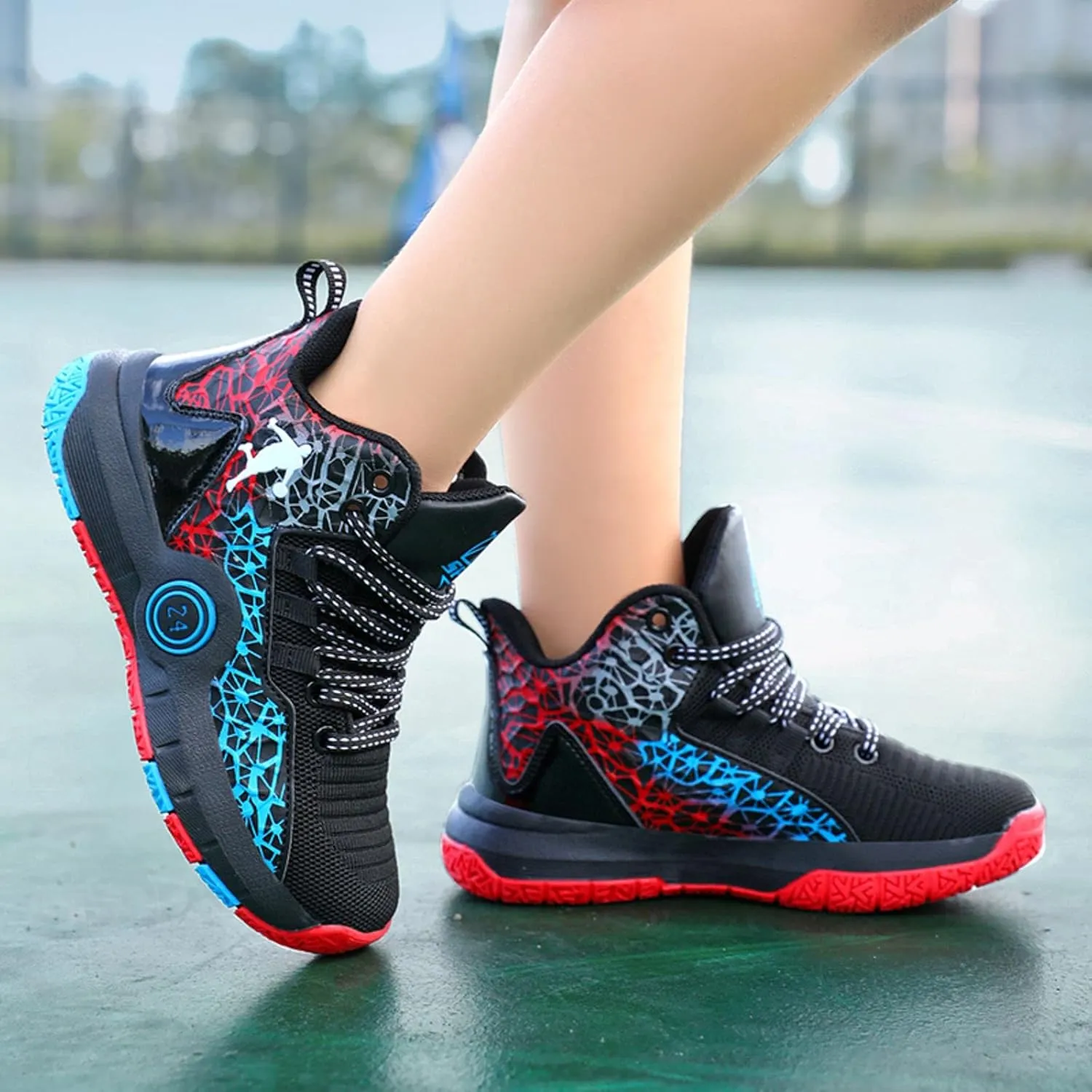 Fashion Anti Slip Wear Resistant High top Children's Sports Basketball Shoe