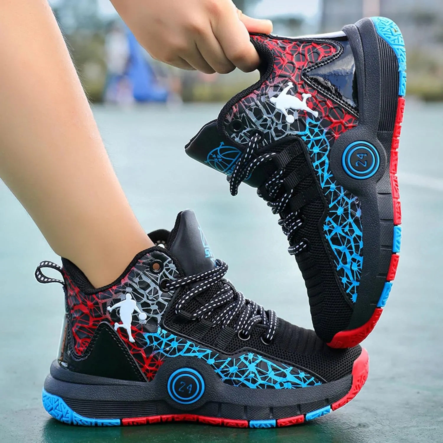 Fashion Anti Slip Wear Resistant High top Children's Sports Basketball Shoe