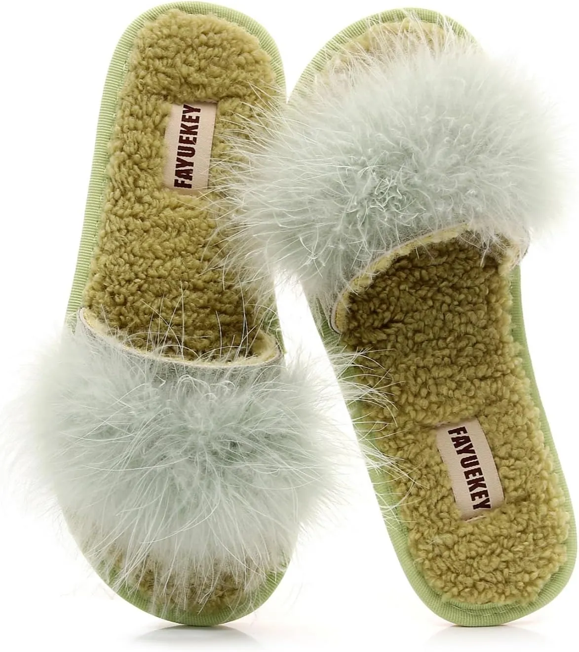 FAYUEKEY Fuzzy Slippers for Women Fluffy Furry House Bedroom Shoes