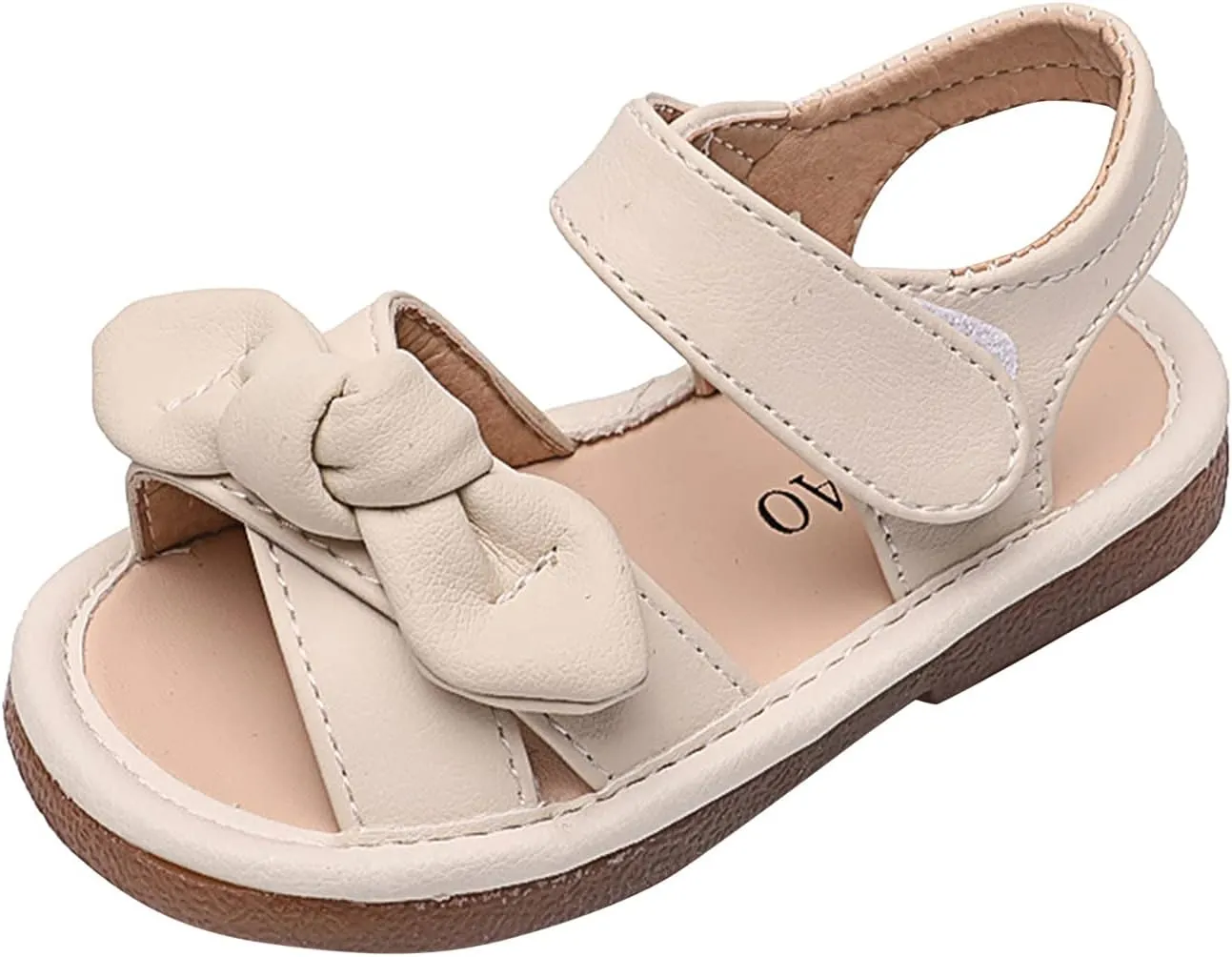 Girls Kids Bow Wide Sandals Strap Hook Loop Cork Footbed Shoes Baby Children Dress Non Slip Summer Light Sandals