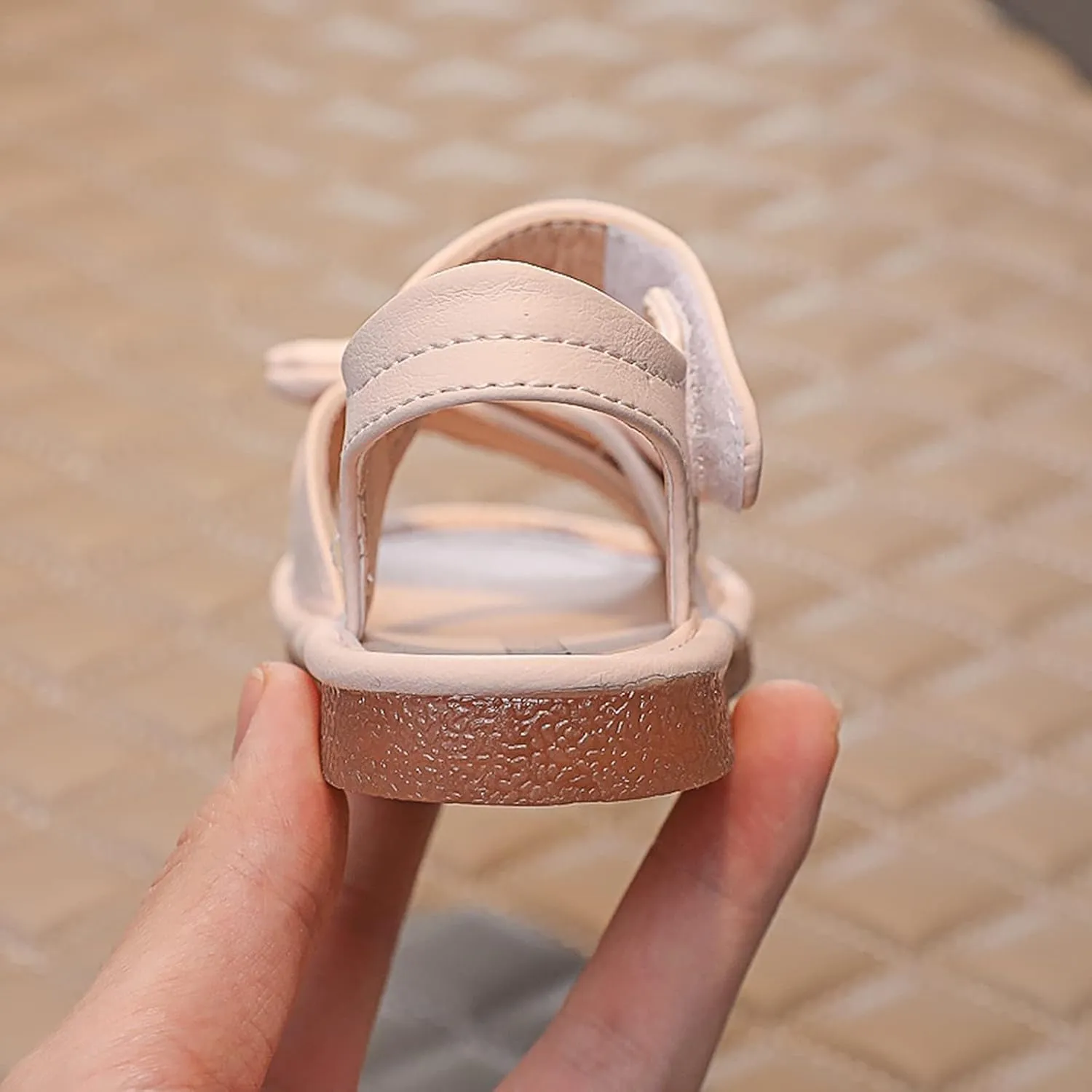 Girls Kids Bow Wide Sandals Strap Hook Loop Cork Footbed Shoes Baby Children Dress Non Slip Summer Light Sandals