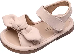 Girls Kids Bow Wide Sandals Strap Hook Loop Cork Footbed Shoes Baby Children Dress Non Slip Summer Light Sandals
