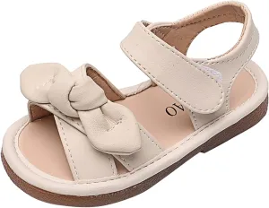 Girls Kids Bow Wide Sandals Strap Hook Loop Cork Footbed Shoes Baby Children Dress Non Slip Summer Light Sandals