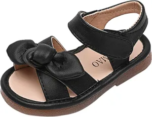 Girls Kids Bow Wide Sandals Strap Hook Loop Cork Footbed Shoes Baby Children Dress Non Slip Summer Light Sandals
