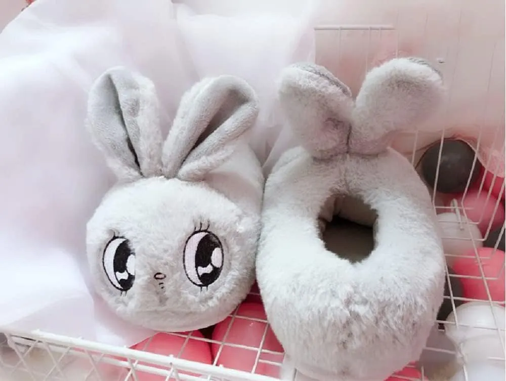 HANDKEI Winter bunny cartoon animal plush slippers men's and women's indoor warm cotton slippers