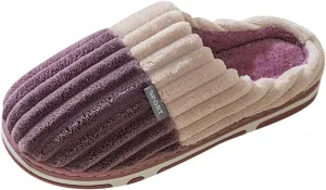 Home Cotton Shoes Slip-On Furry Flat Home Keep Warm Slippers Floor Shoes for Women Men (Purple, 7.5)