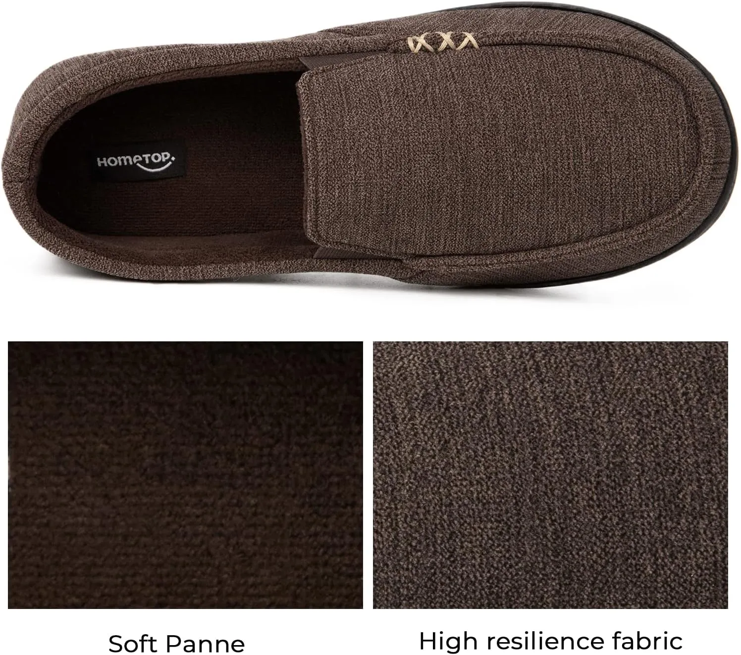 HomeTop Men's House Slippers Memory Foam Shoes Moccasins Style Indoor Outdoor Classic Breathable Premium Microsuede Washable Slippers