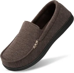 HomeTop Men's House Slippers Memory Foam Shoes Moccasins Style Indoor Outdoor Classic Breathable Premium Microsuede Washable Slippers
