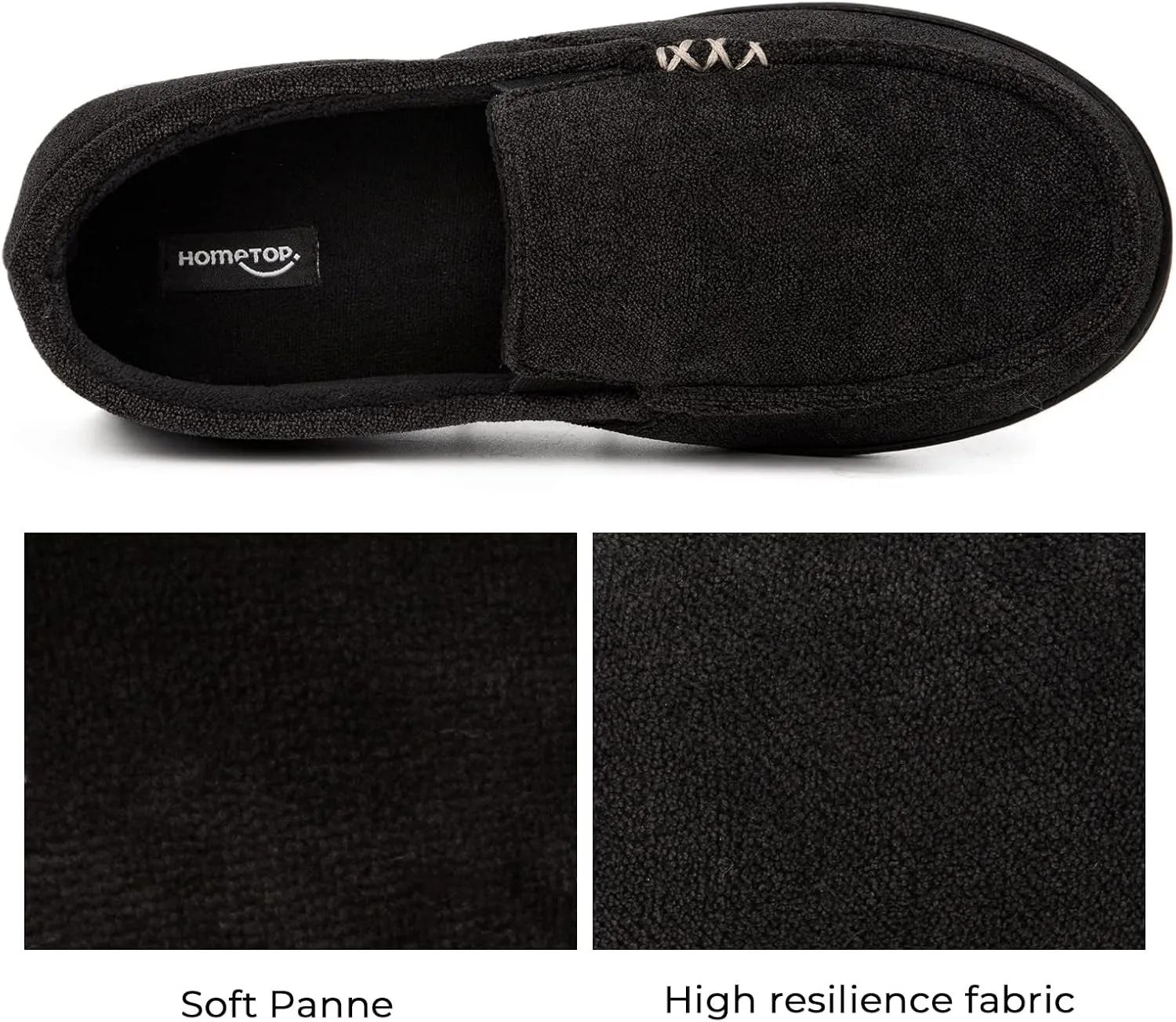 HomeTop Men's House Slippers Memory Foam Shoes Moccasins Style Indoor Outdoor Classic Breathable Premium Microsuede Washable Slippers