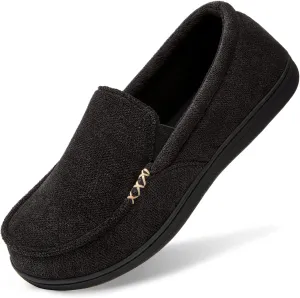 HomeTop Men's House Slippers Memory Foam Shoes Moccasins Style Indoor Outdoor Classic Breathable Premium Microsuede Washable Slippers
