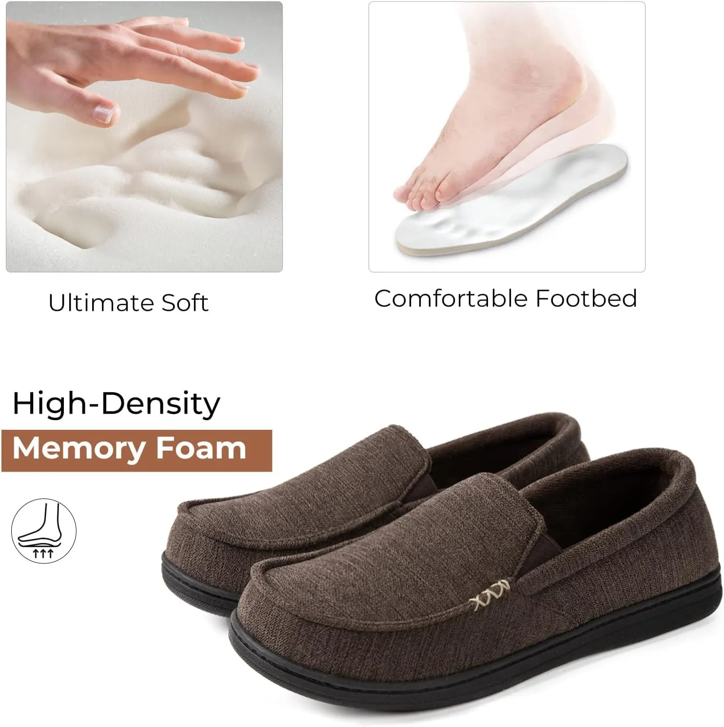HomeTop Men's House Slippers Memory Foam Shoes Moccasins Style Indoor Outdoor Classic Breathable Premium Microsuede Washable Slippers
