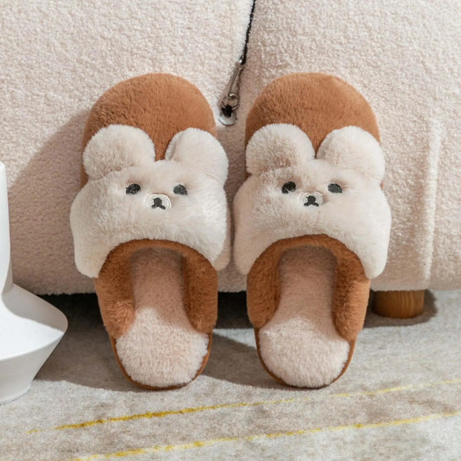 Hopelong Women Slippers,Bunny Slippers for Women,Cute Bunny Ear Slippers,Cute Fuzzy Slippers,Indoor Women Animal Slippers