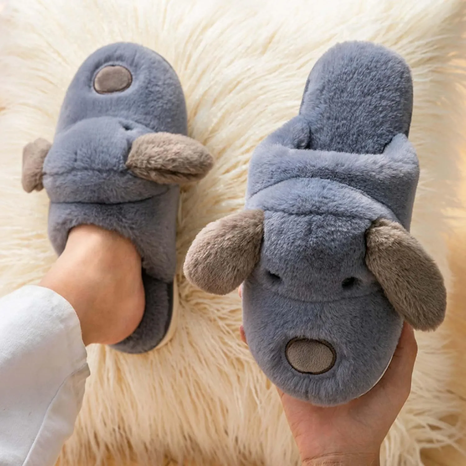 Hopelong Women Slippers,Bunny Slippers for Women,Cute Bunny Ear Slippers,Cute Fuzzy Slippers,Indoor Women Animal Slippers