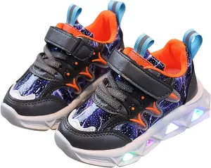 Kids LED Light Up Shoes for Boys Girls Cool Flashing Soft Sole Strap High-top Sneakers Child Unisex No Tie Shoes