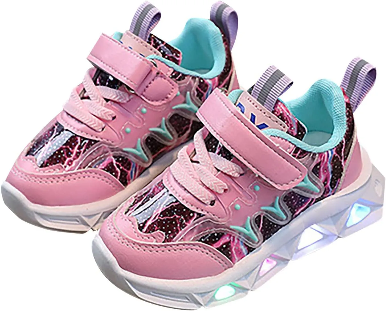 Kids LED Light Up Shoes for Boys Girls Cool Flashing Soft Sole Strap High-top Sneakers Child Unisex No Tie Shoes