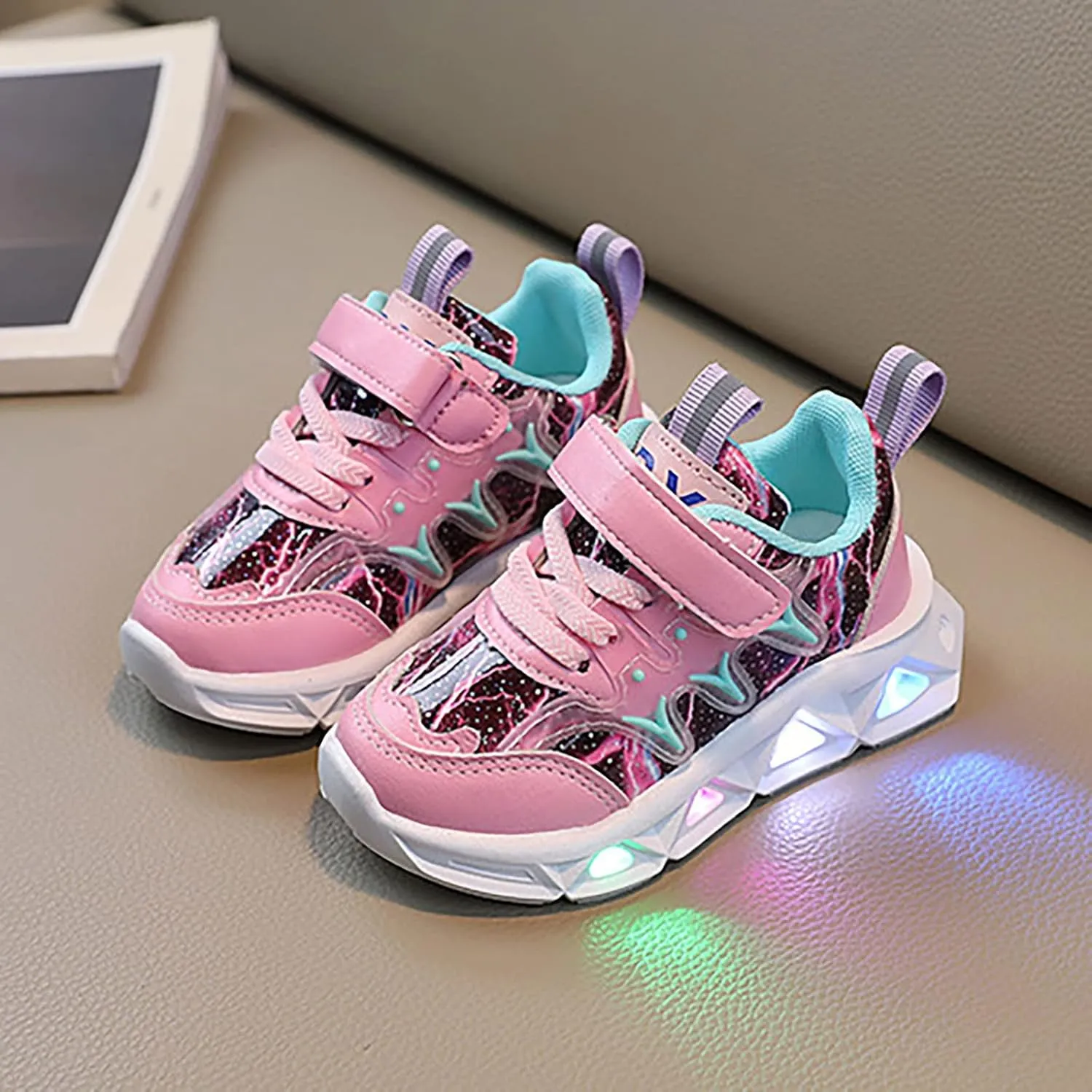 Kids LED Light Up Shoes for Boys Girls Cool Flashing Soft Sole Strap High-top Sneakers Child Unisex No Tie Shoes