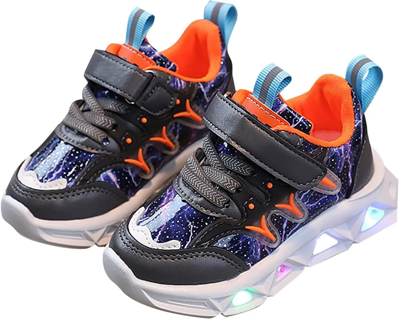 Kids LED Light Up Shoes for Boys Girls Cool Flashing Soft Sole Strap High-top Sneakers Child Unisex No Tie Shoes