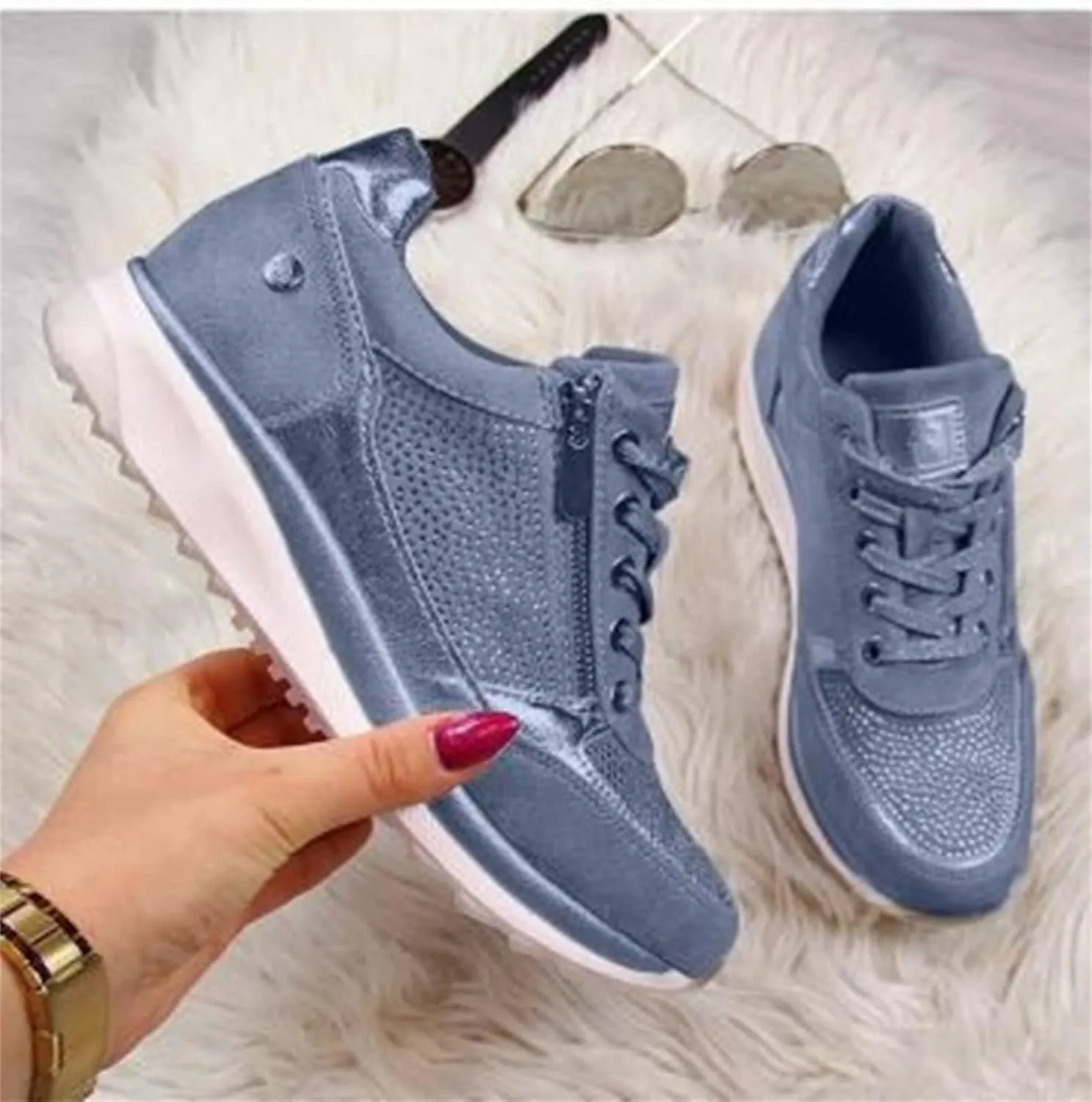 Lausiuoe Sneakers For Women Walking Shoes Comfortable Fashion Sneakers Breathable Casual Comfortable Lightweight Shoes