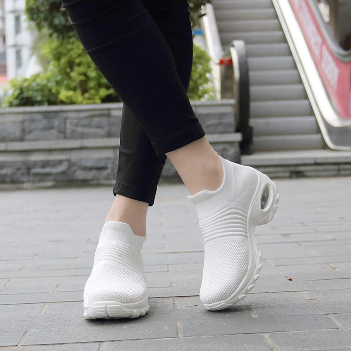 LIBINXIF Women's Walking Shoes Sock Sneakers Mesh Slip On Air Cushion Lady Girls Modern Jazz Dance Easy Shoes Platform Loafers Sneakers
