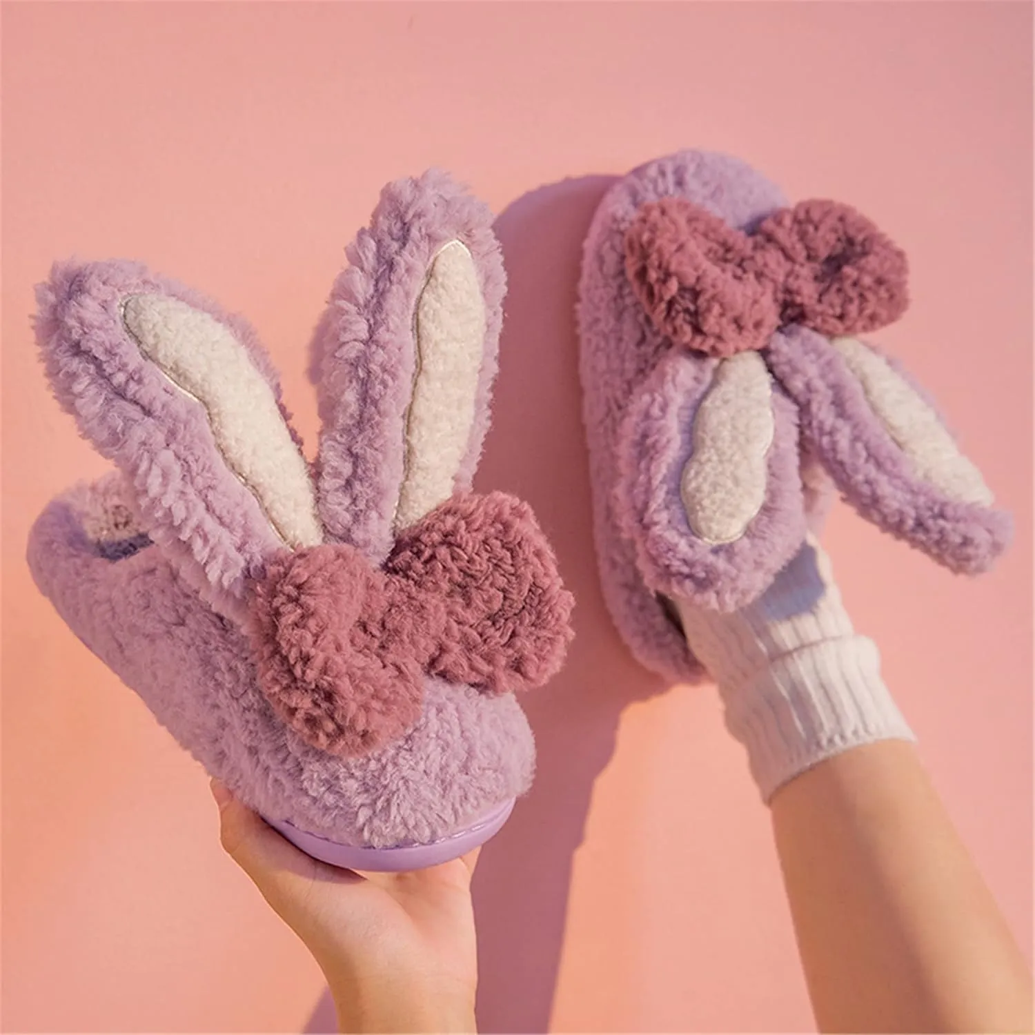 Long Ear bunny Cotton Slippers Ladies winter home slippers Plush fluffy warm slippers home cute cotton slippers comfortable cotton shoes