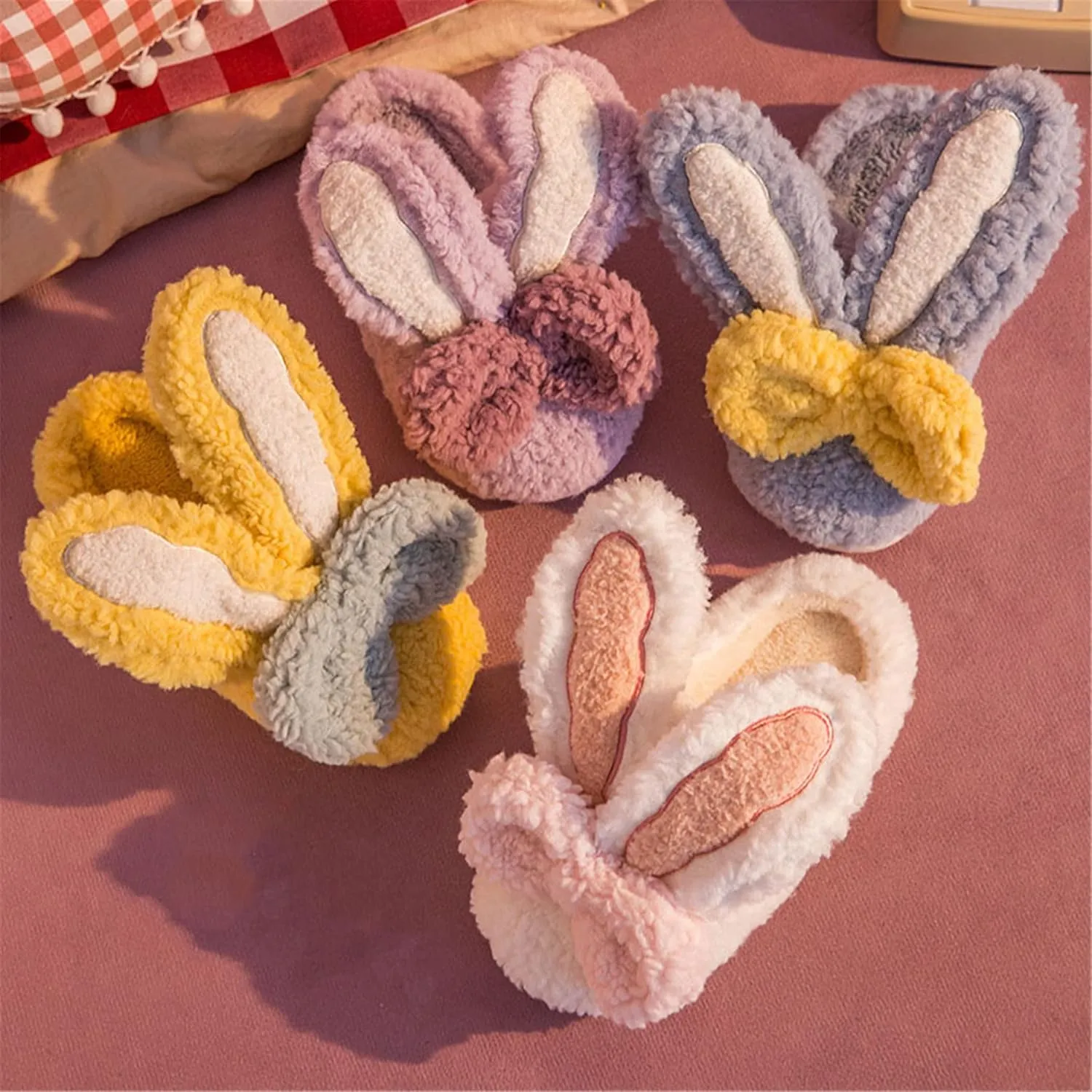 Long Ear bunny Cotton Slippers Ladies winter home slippers Plush fluffy warm slippers home cute cotton slippers comfortable cotton shoes