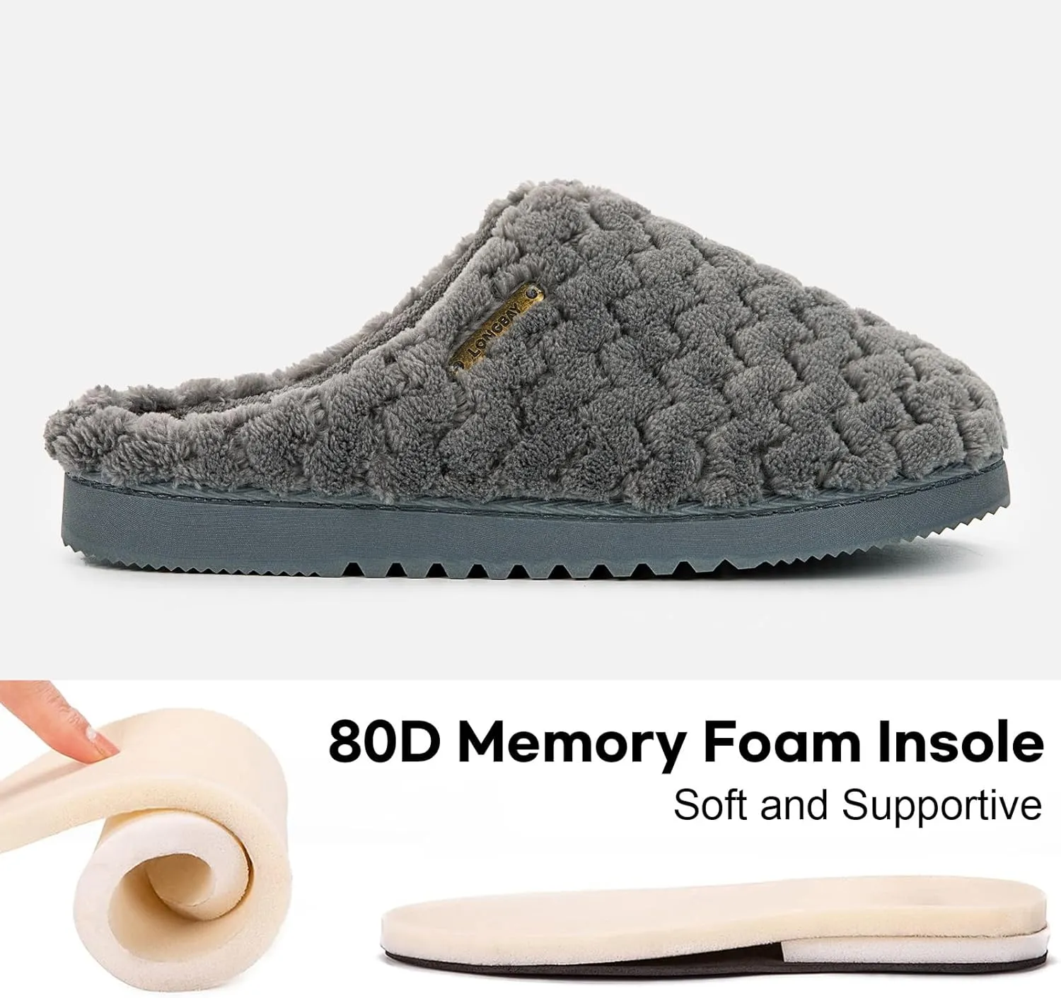 LongBay Women's Slip-On House Slippers Comfy Memory Foam Bedroom Shoes