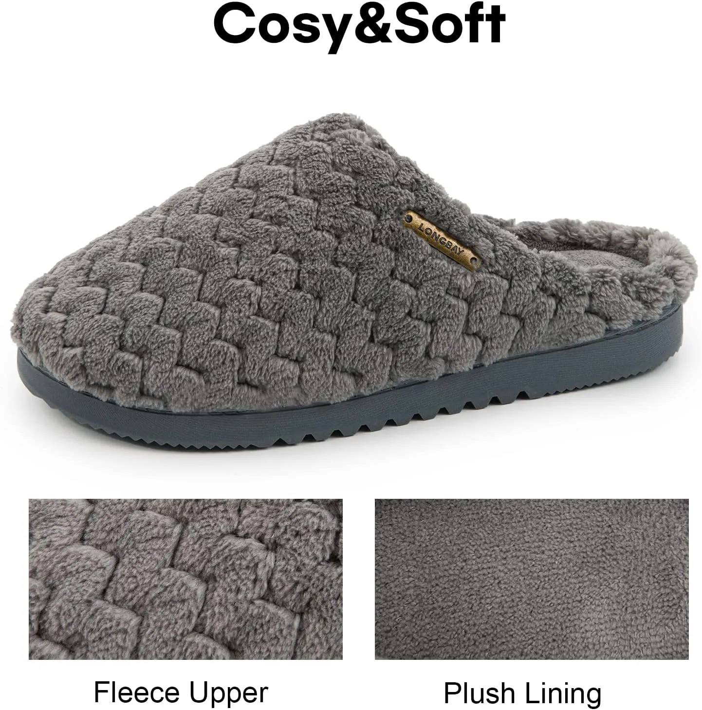 LongBay Women's Slip-On House Slippers Comfy Memory Foam Bedroom Shoes