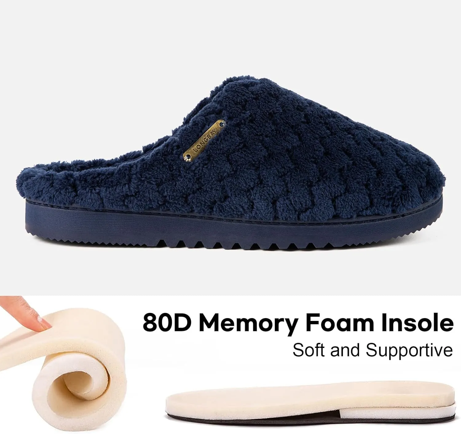 LongBay Women's Slip-On House Slippers Comfy Memory Foam Bedroom Shoes