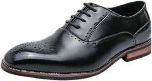 Mens Black All-Match Shoes Genuine Leather Breathable Oxford Shoes Men Luxury Dress Shoes Slip On Wedding Shoes Lace-up Leather Brogues