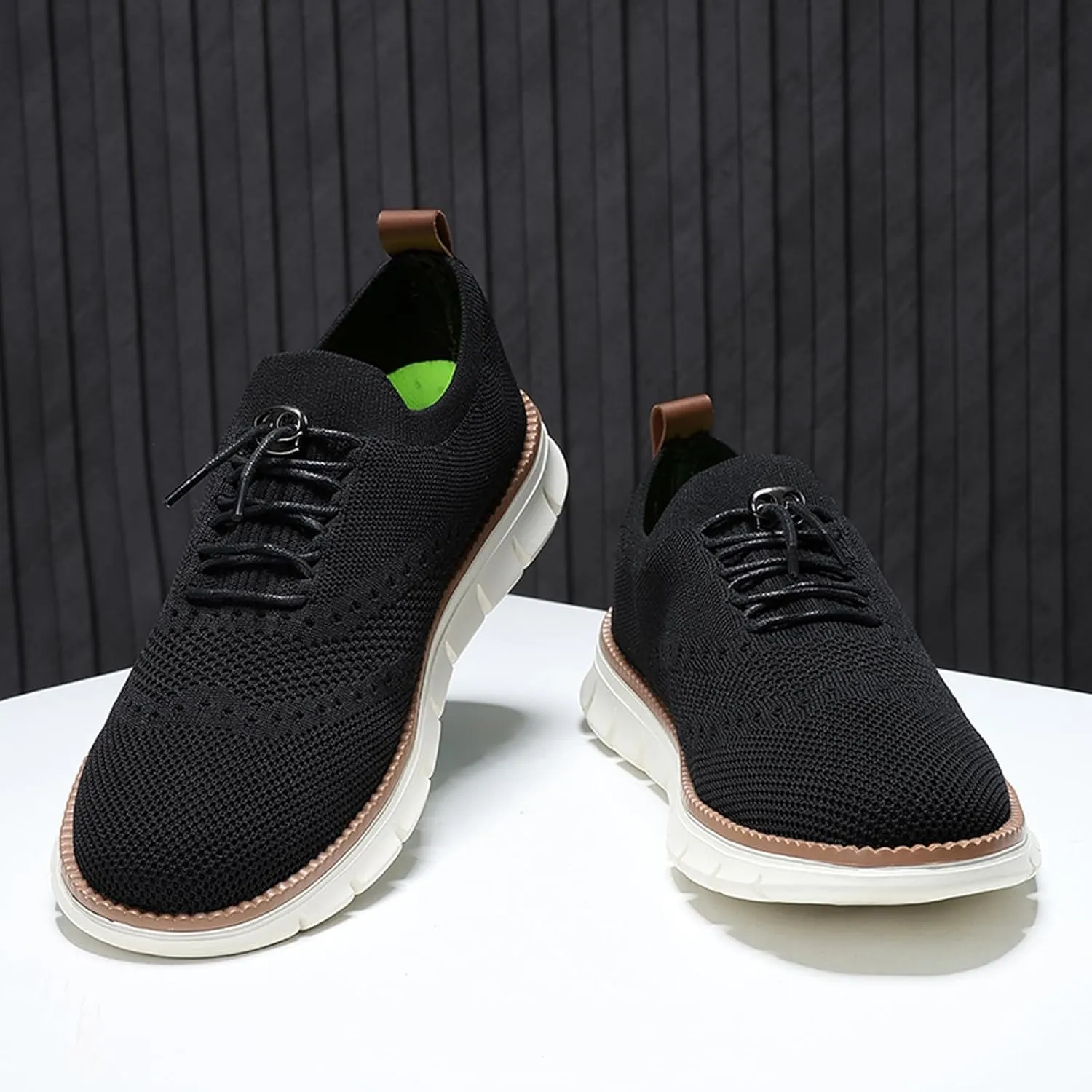 Mens Casual Dress Oxfords Breathable Knit Mesh Lace Up Lightweight Comfortable Walking Fashion Sneakers