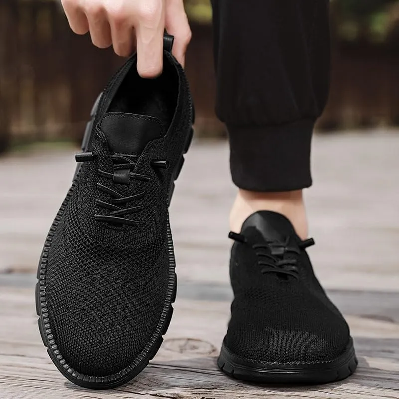 Mens Dress Shoes Work Shoes Wide Width Non Slip Casual Dress Lightweight Breathable Basic Relaxed Shoe Business Workout Walking Running Outdoor Sneakers Mesh Knit Lace-Up Soft Loafers Oxfords