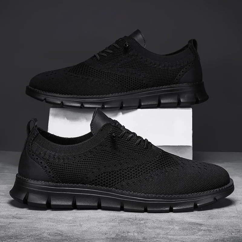Mens Dress Shoes Work Shoes Wide Width Non Slip Casual Dress Lightweight Breathable Basic Relaxed Shoe Business Workout Walking Running Outdoor Sneakers Mesh Knit Lace-Up Soft Loafers Oxfords