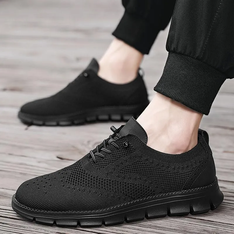 Mens Dress Shoes Work Shoes Wide Width Non Slip Casual Dress Lightweight Breathable Basic Relaxed Shoe Business Workout Walking Running Outdoor Sneakers Mesh Knit Lace-Up Soft Loafers Oxfords