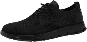 Mens Dress Shoes Work Shoes Wide Width Non Slip Casual Dress Lightweight Breathable Basic Relaxed Shoe Business Workout Walking Running Outdoor Sneakers Mesh Knit Lace-Up Soft Loafers Oxfords
