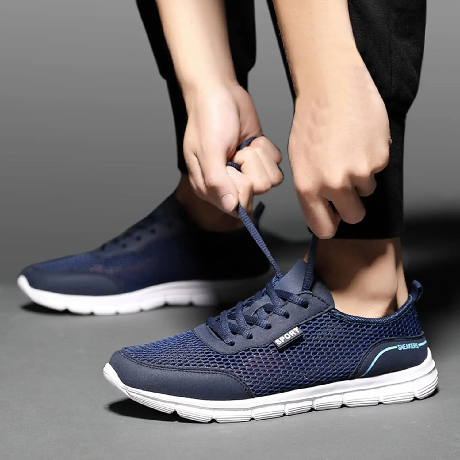 Men's Running Shoes Casual Slip on Walking Tennis Gym Sneakers Lightweight Breathable Mesh Workout Sports Sneakers
