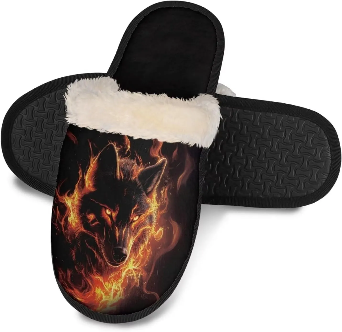 Men'S Slippers Warm Fuzzy Comfy House Shoes Comfortable Spacious Elastic Soft Winter Breathable Warm Plush Flat Slides for Travel US XS-XL Black Sole