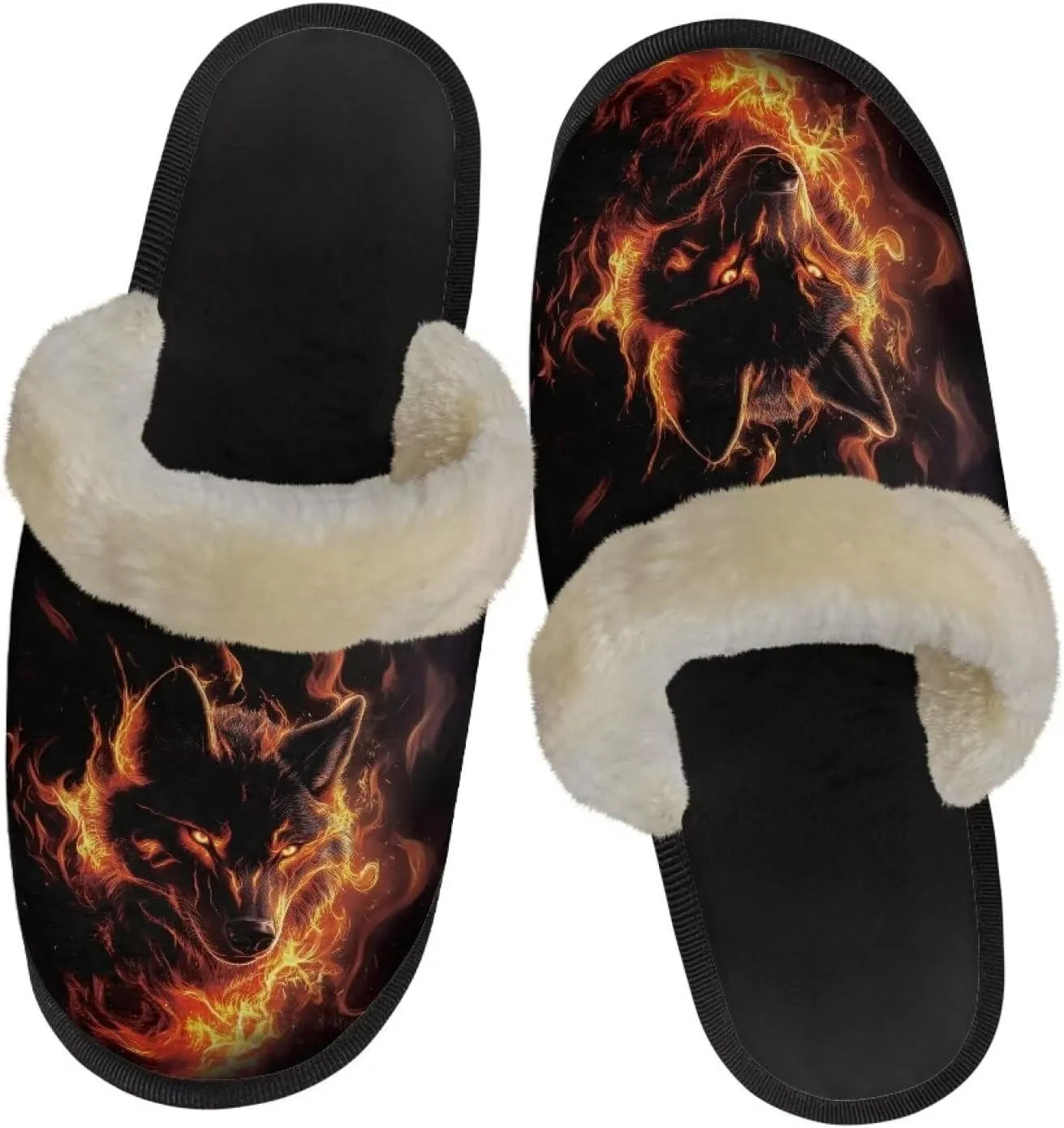 Men'S Slippers Warm Fuzzy Comfy House Shoes Comfortable Spacious Elastic Soft Winter Breathable Warm Plush Flat Slides for Travel US XS-XL Black Sole
