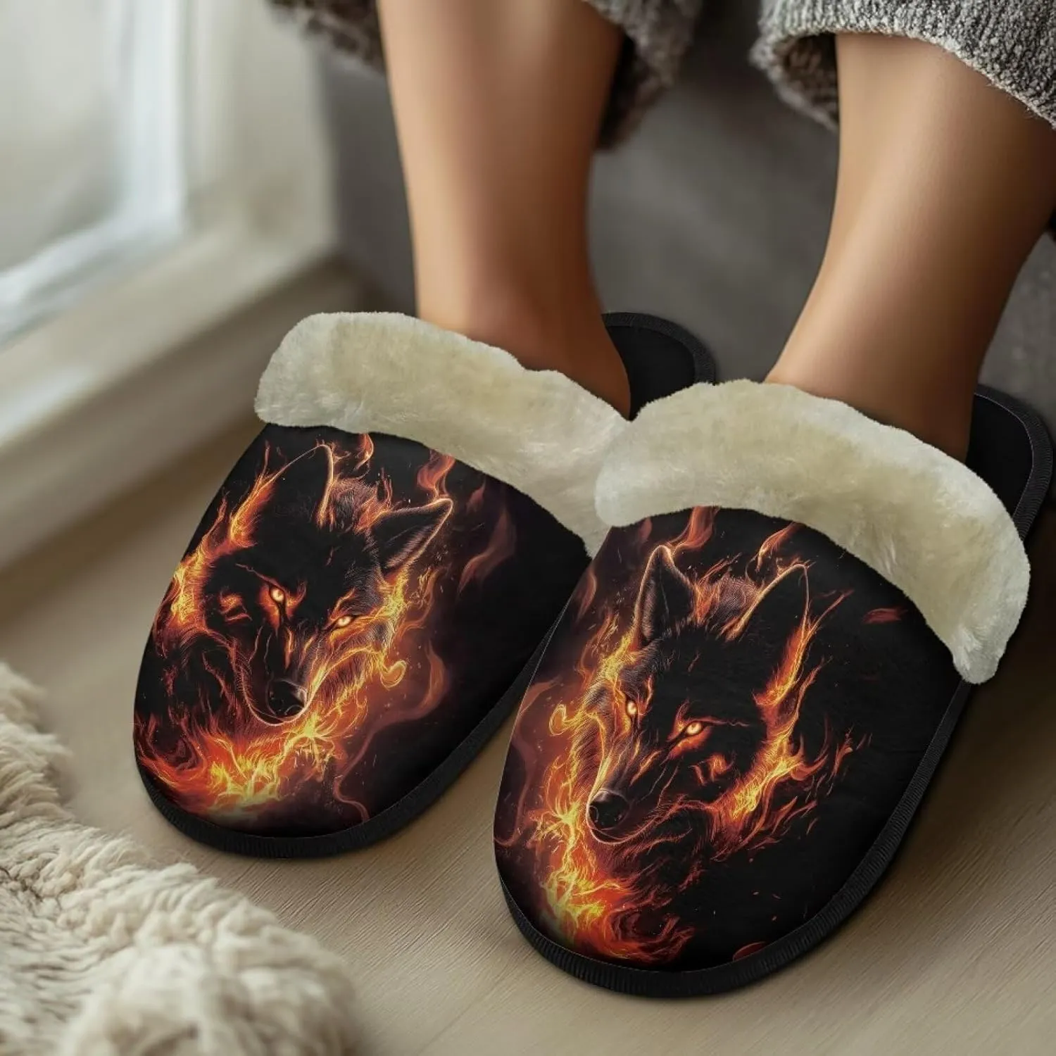 Men'S Slippers Warm Fuzzy Comfy House Shoes Comfortable Spacious Elastic Soft Winter Breathable Warm Plush Flat Slides for Travel US XS-XL Black Sole