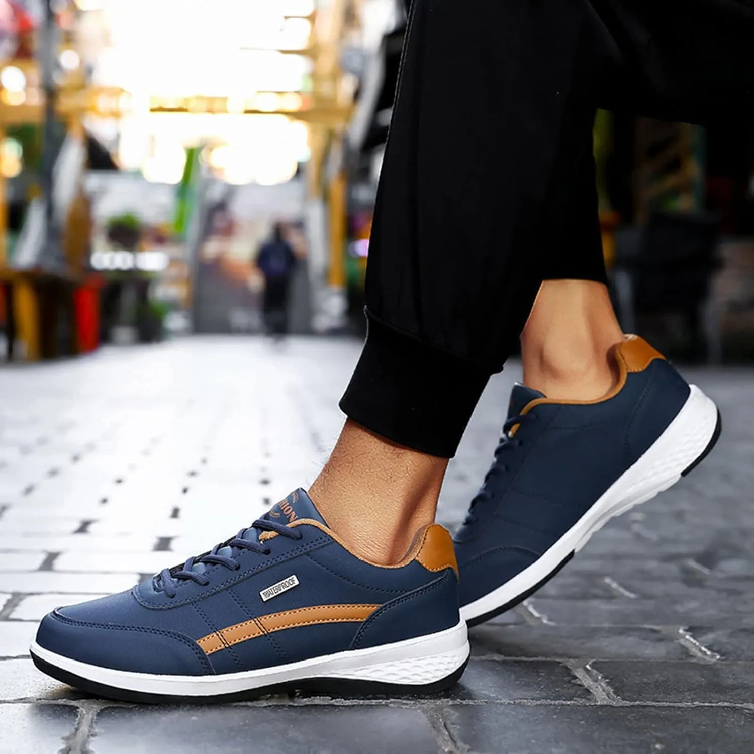 Mens Sneakers Waterproof Hiking Shoes Lightweight Tennis Shoes Comfortable Walking Shoes Outdoor Trekking Shoes